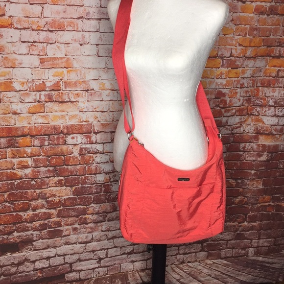 Baggellini Large Coral Nylon Crossbody Hobo Bag